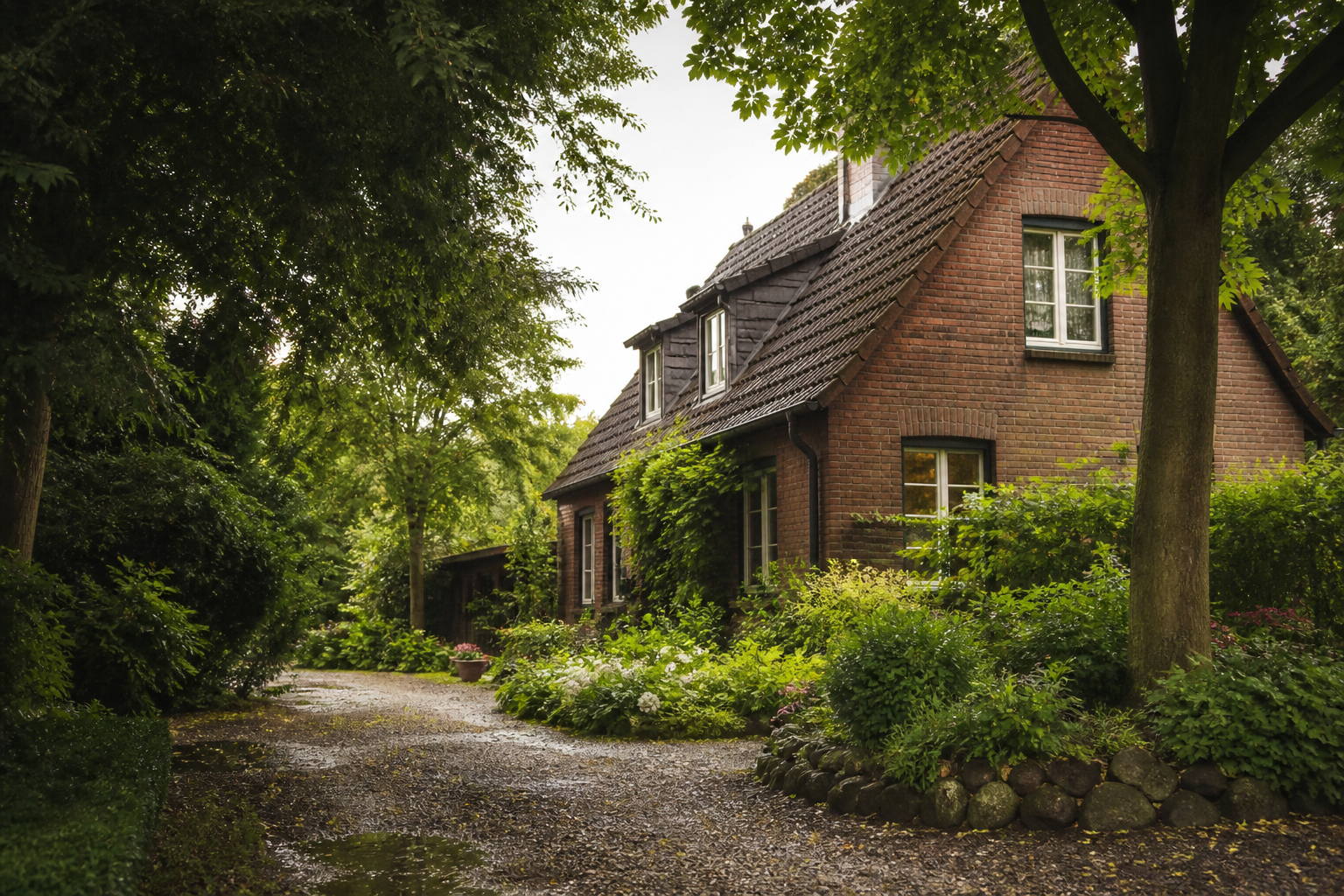 Generische KI-Illustration eines Hauses mit Garten, keine tatsächliche Gevelsberger Adresse